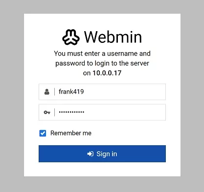 virtualmin登陆界面。