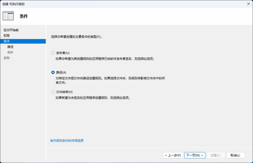 选择主要条件类型。