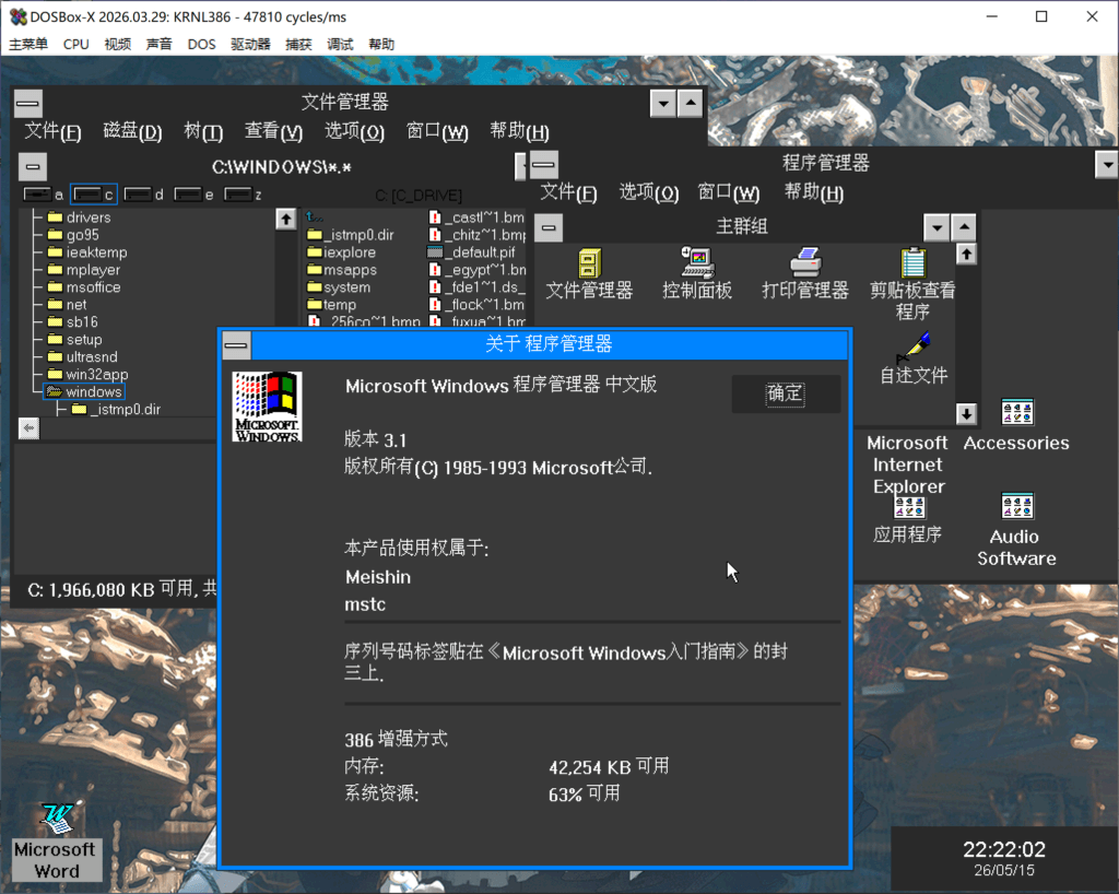 一张 Windows 3.1 的截图。