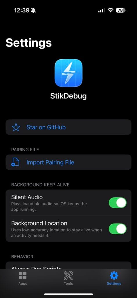 在 StikDebug 中选取配对文件。