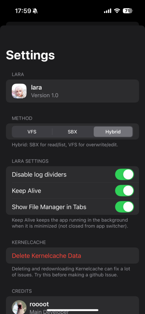 设置好的 lara。