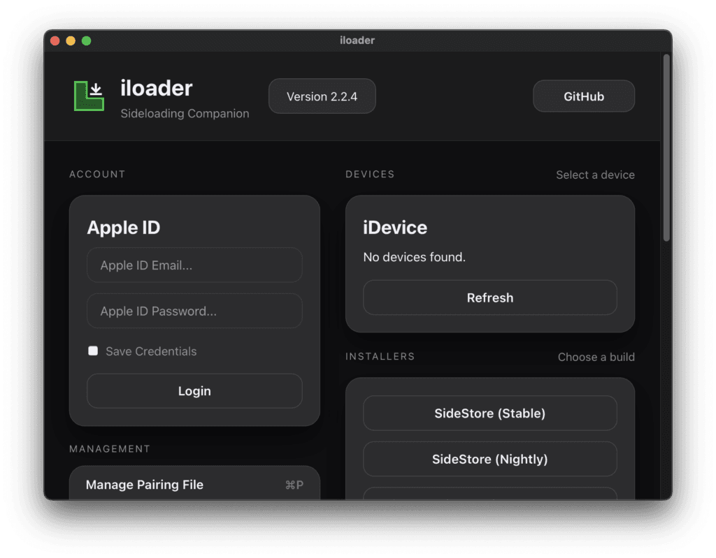iLoader 主界面。
