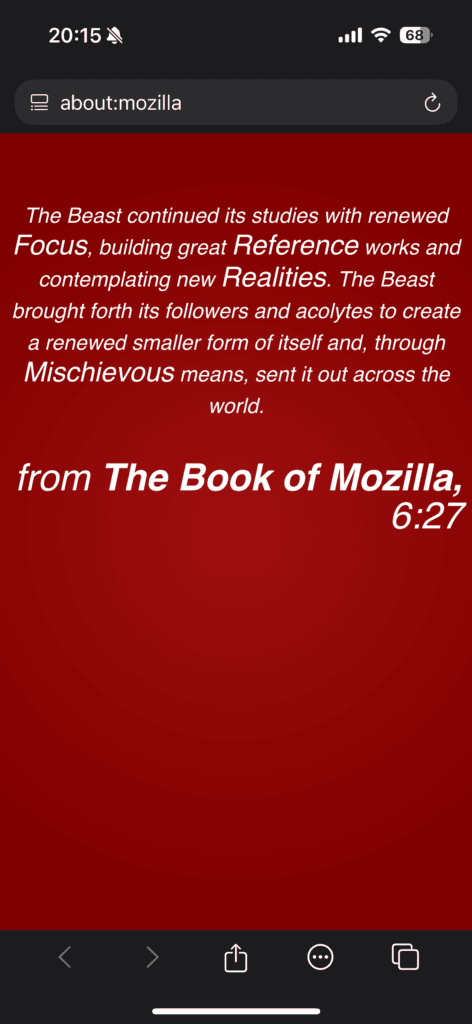Reynard 中的 about:mozilla 页面。