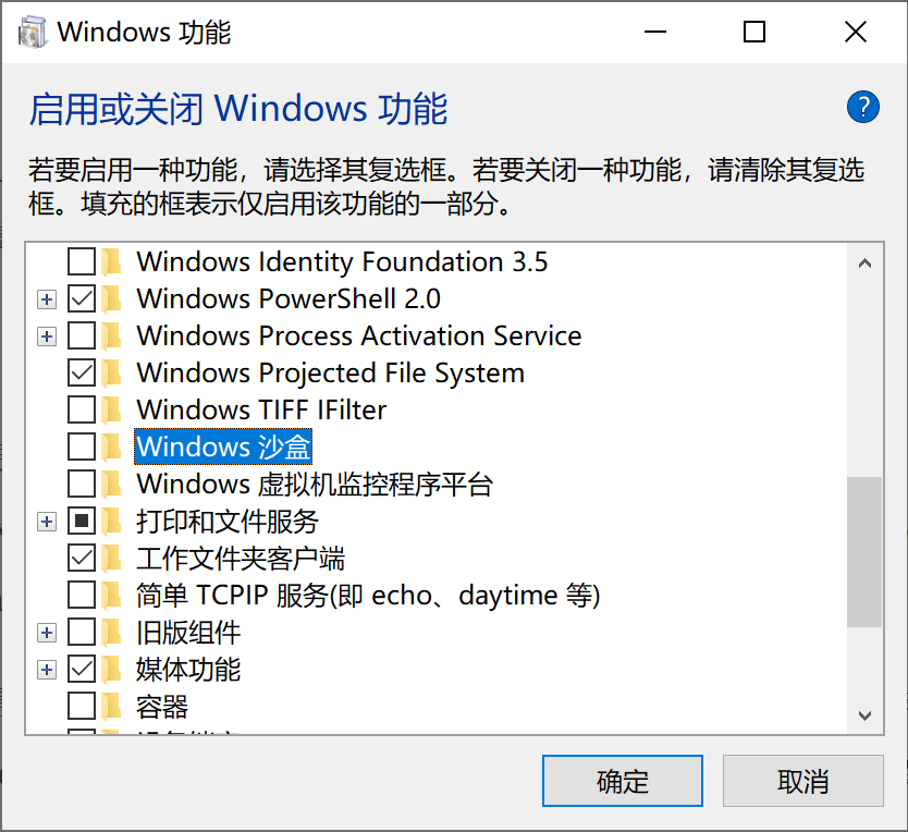 Windows 功能里的 Windows Sandbox。