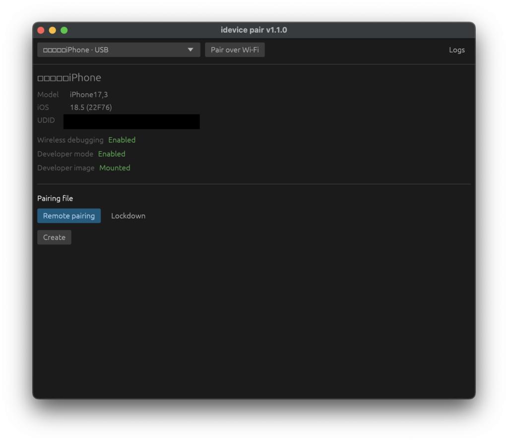 idevice_pair 主界面。